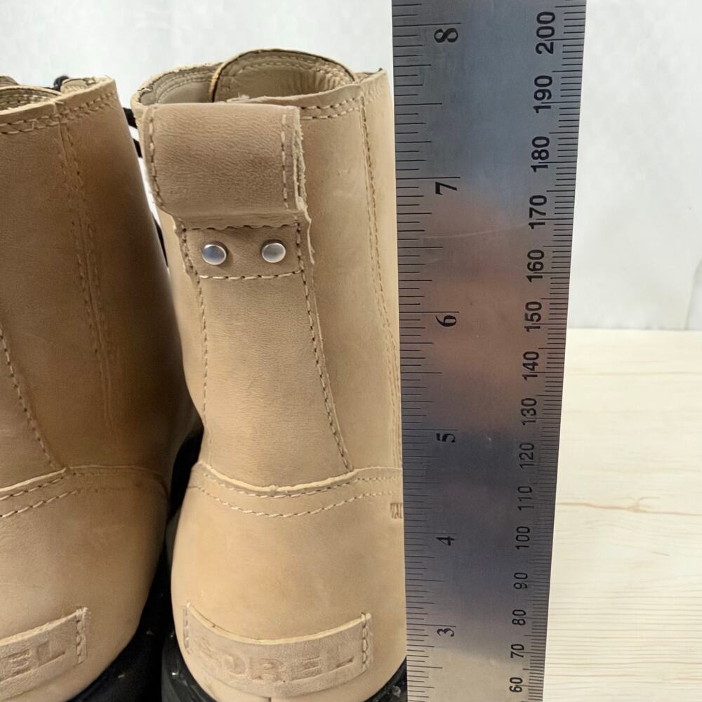 Sorel Lennox Lace Waterproof Boots Women’s Size 9.5 Tan Leather Combat - Picture 7 of 13